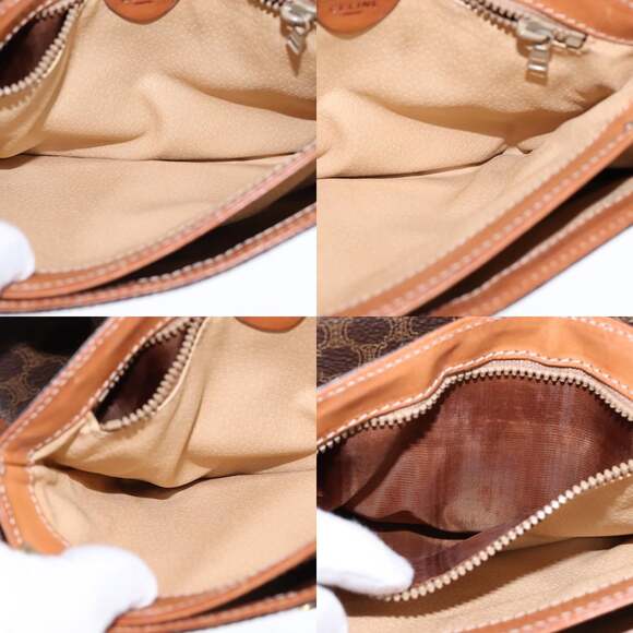 CELINE Macadam Canvas Shoulder Bag Pvc Leather Brown - Picture 12 of 13